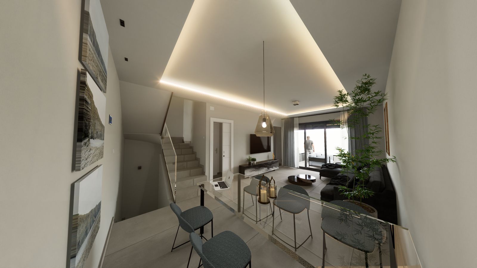 02 modern living room staircase